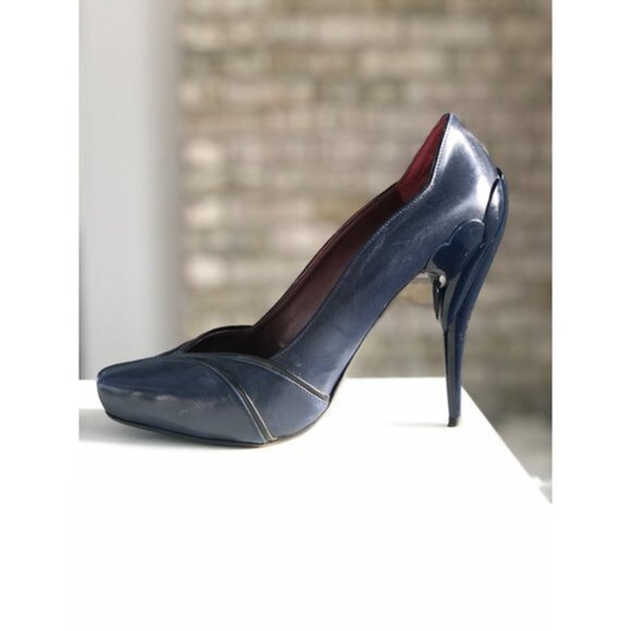 MIU MIU navy leather pumps heels size 39 - Picture 11 of 12